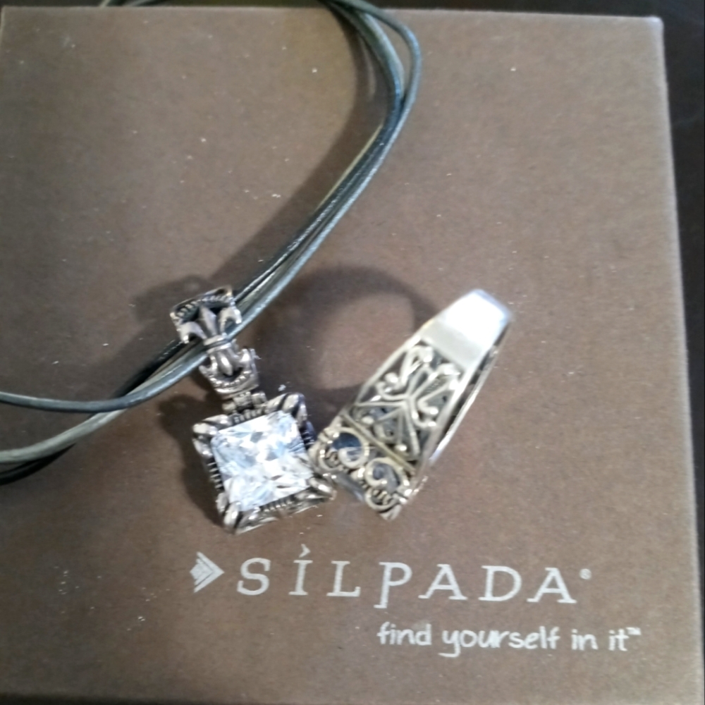 Silpada Uptown necklace & ring sz 8 set